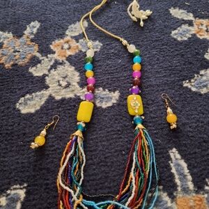 Colorful Beaded Necklace and Earring Set